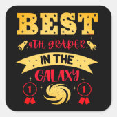 Sticker Carré MEILLEUR 4E NIVEAU DANS LA GALAXIE drôle mignon (Devant)