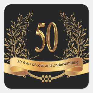 Sticker Carré Meilleur 50e anniversaire de Mariage de Wishe