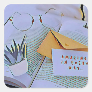 Sticker Carré Meilleur cadeau pour l'amateur de livres