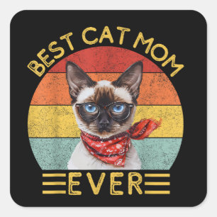 Sticker Carré Meilleur Cat Maman jamais