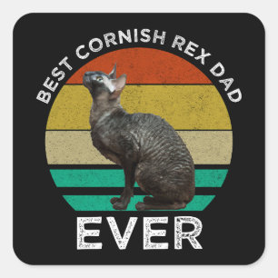 Sticker Carré Meilleur Papa Cornish Rex de tous les temps
