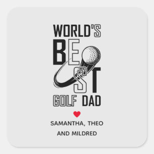 Sticker Carré Meilleur papa de golf au monde - Drôle et pensant 