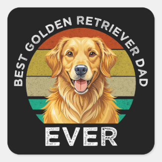 Sticker Carré Meilleur Papa Golden Retriever de tous les temps