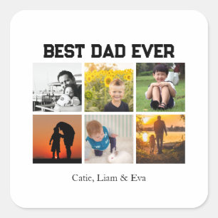 Sticker Carré Meilleur papa jamais personnalisable nom et images
