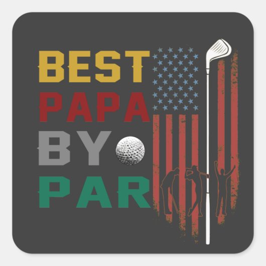 Sticker Carré meilleur papa par par golf T-Shirt (Devant)