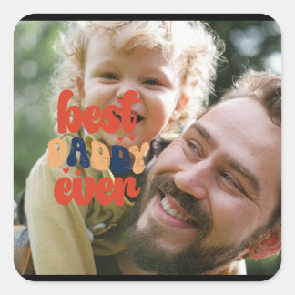 Sticker Carré Meilleur Papa Rétro Photo Personnalisée