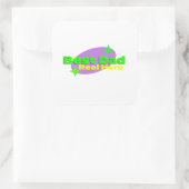 Sticker Carré Meilleur papa véritable héros (Sac)