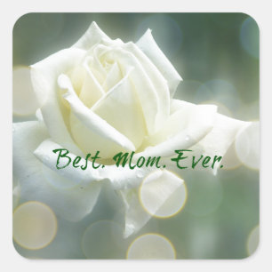 Sticker Carré Meilleure citation de maman jamais avec Rose