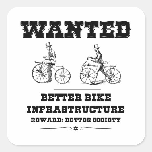 Sticker Carré Meilleure infrastructure cyclable Recherchée (Devant)