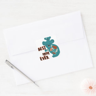 Sticker Carré Meilleure maman Ever Koala Fête des mères