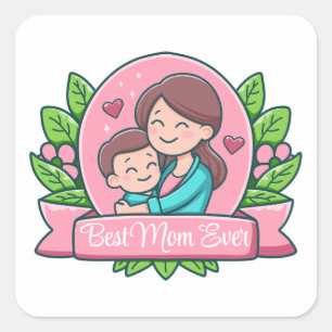 Sticker Carré Meilleure Maman Jamais, Maman Et Enfant, Personnal