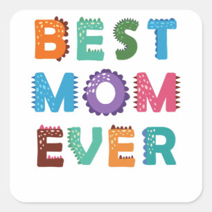 Sticker Carré Meilleure maman tricot jamais j'aime maman anniver