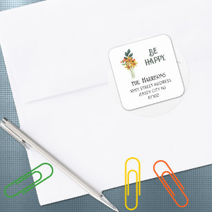Sticker Carré Meilleure Valeur, Fleurs en Papier Découpé Élégant