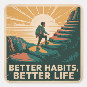 Sticker Carré Meilleures habitudes, meilleure vie
