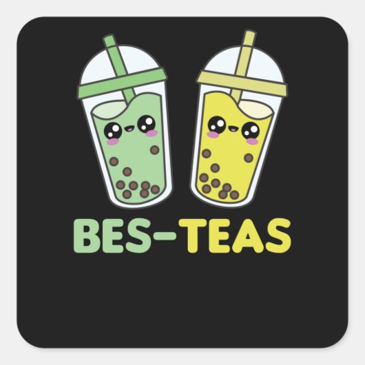 Sticker Carré Meilleurs Thés - Bubble Tea Kawaii Boba Tea Love (Devant)