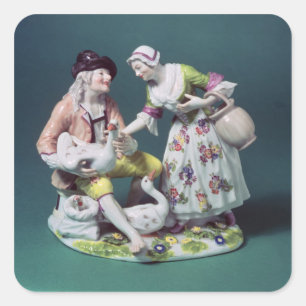 Sticker Carré Meissen figure d'un vendeur de volaille, c.1750