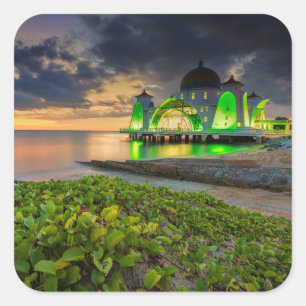 Sticker Carré Melaka pendant le coucher du soleil   Masjid Selat