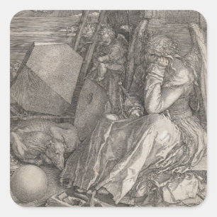 Sticker Carré Melancholia I, Engraving par Albrecht Durer