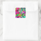 Sticker Carré Mélange de fleurs tropicales Thunder_Cove (Sac)