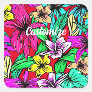 Sticker Carré Mélange de fleurs tropicales Thunder_Cove