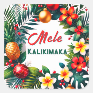 Sticker Carré Mele Kalikimaka - Noël Tropical