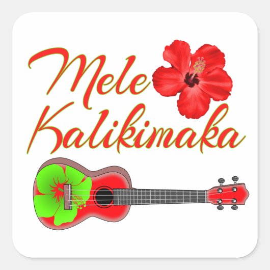Sticker Carré Mele Kalikimaka Ukulele (Devant)