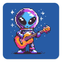 Mélodie cosmique : Alien 8 bits avec guitare