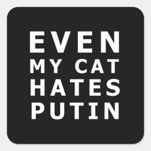 Sticker Carré Même mon chat déteste poutine