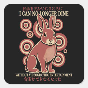 Sticker Carré Mème vidéo éclectique de dîner de lapin japonais v