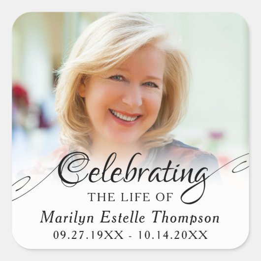 Sticker Carré Mémorial célébrant la vie de la photo (Devant)