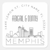 Sticker Carré Memphis Mariage | Sceau d'enveloppe préadressé (Devant)