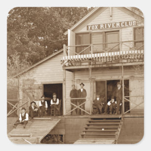 Sticker Carré Men Club Fox River Club 1880 Fishing Elgin