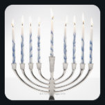 Sticker Carré Menorah avec bougies brûlantes<br><div class="desc">AssetID : 200485985-001 / {Thomas Northcut} / Menorah avec bougies en feu</div>