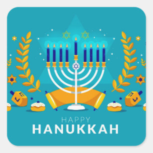 Sticker Carré Menorah de Hanouka