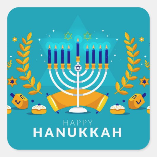 Sticker Carré Menorah de Hanouka (Devant)