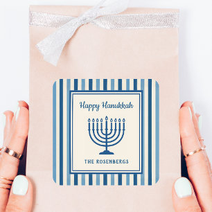 Sticker Carré Menorah de Hanukkah à rayures sur mesure tendance