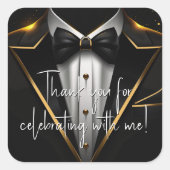 Sticker Carré Mens Black Gold fête d'anniversaire (Devant)