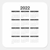 Sticker Carré mensuel de 2022 (Devant)