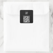 Sticker Carré Menu Code QR | Logo noir sans contact moderne (Sac)