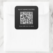 Sticker Carré Menu de commande QR Code Café Restaurant Café Café (Sac)