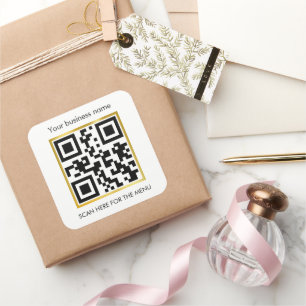 Sticker Carré Menu de commande QR Code Café Restaurant Café Café