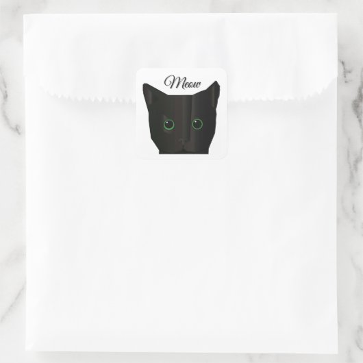 Sticker Carré Meow Black Cat (Sac)