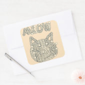 Sticker Carré MEOW Cat (Enveloppe)
