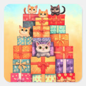 Sticker Carré Meow Gift Birthday Tower (Devant)