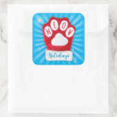 Sticker Carré MEOW Vacances jolie Rouge Paw Noël Chat Mitten (Sac)