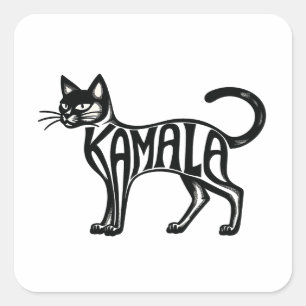 Sticker Carré Meowmala Kamala Chat sans enfant Lady Harris