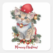 Sticker Carré Meowwwwwy Noël chaton (Devant)