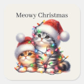 Sticker Carré Meowy Christmas chats Holiday (Devant)