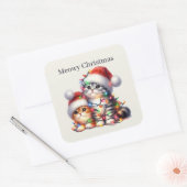 Sticker Carré Meowy Christmas chats Holiday (Enveloppe)
