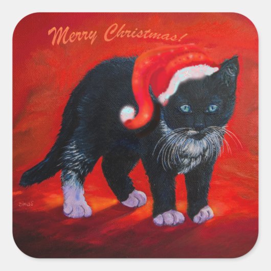 Sticker Carré Meowy Christmas Kitty (Devant)